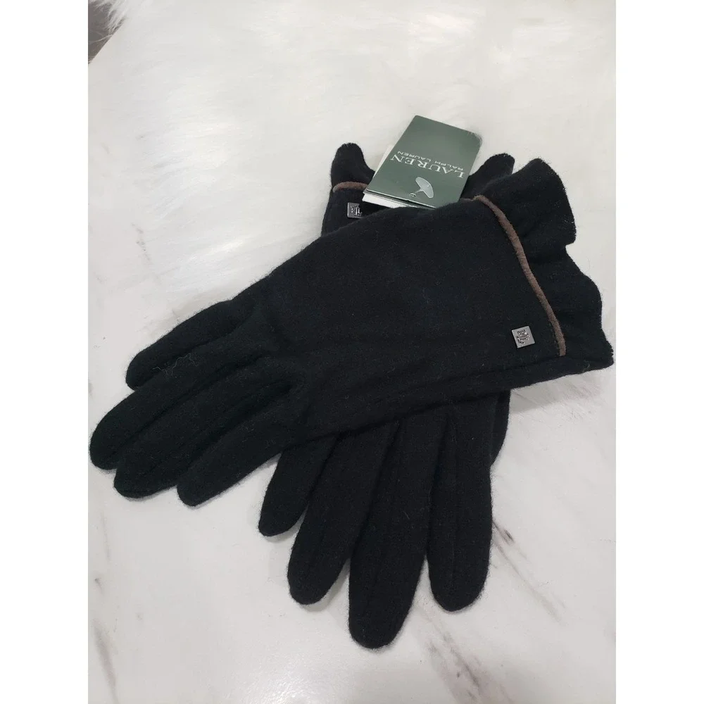 NEW SZ MEDIUM WOOL BLEND TOUCH GLOVES DRIVING ralph lauren black old money prep